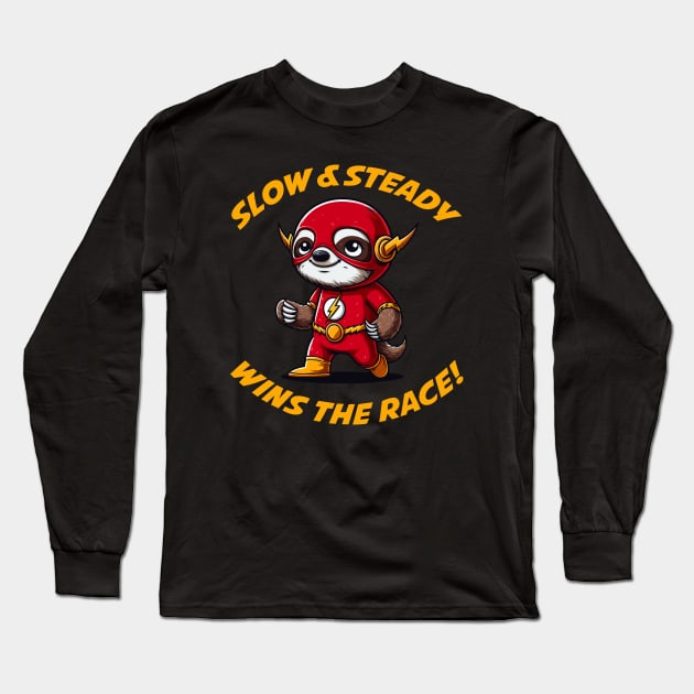 Slow & Steady Wins the Race | Sloth | Hero | Comics | Pop Culture Long Sleeve T-Shirt by Ikibrai